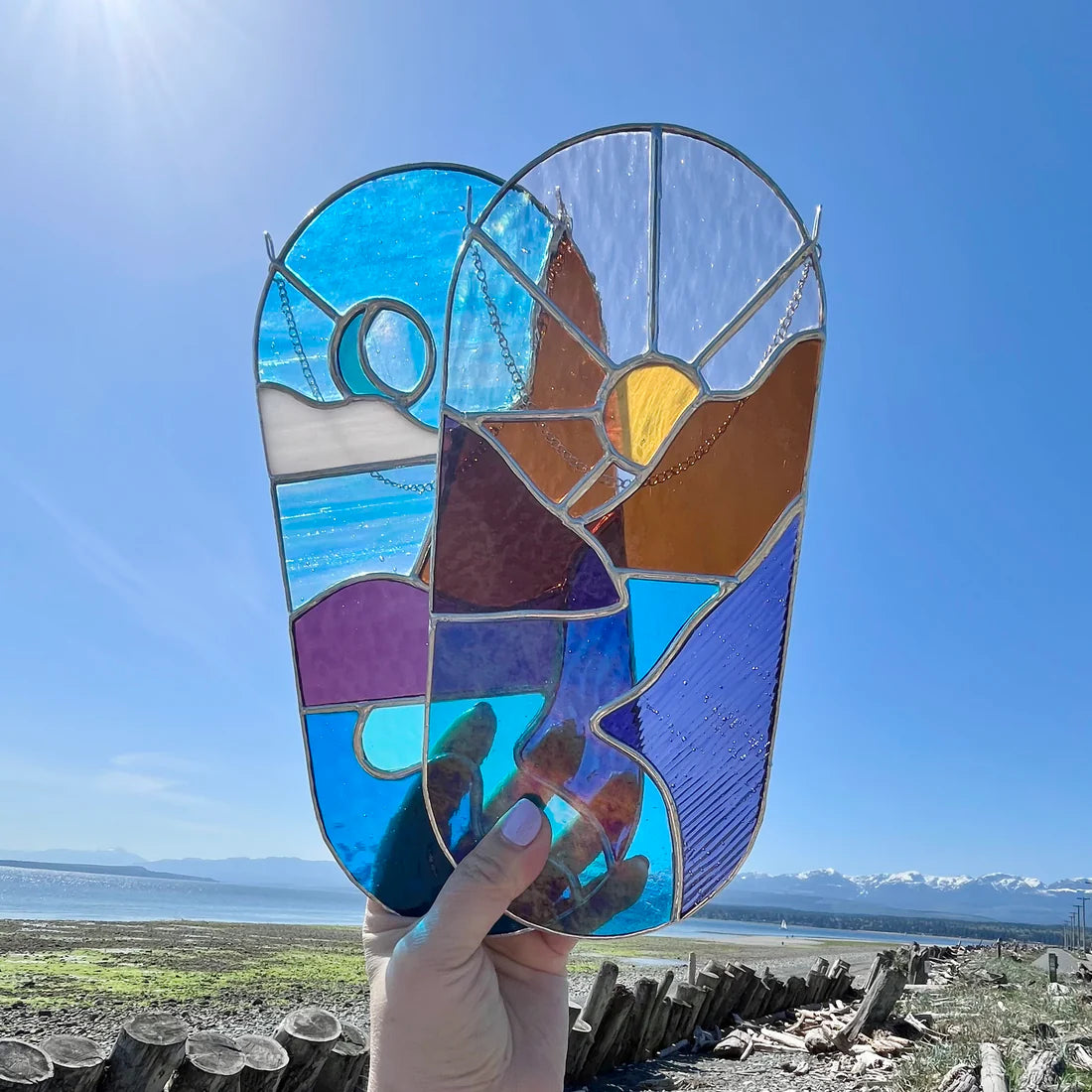 Half Moon Glass | Landscape Stained Glass Suncatcher