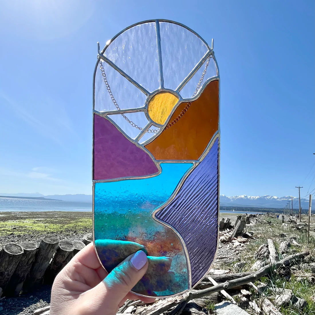 Half Moon Glass | Landscape Stained Glass Suncatcher