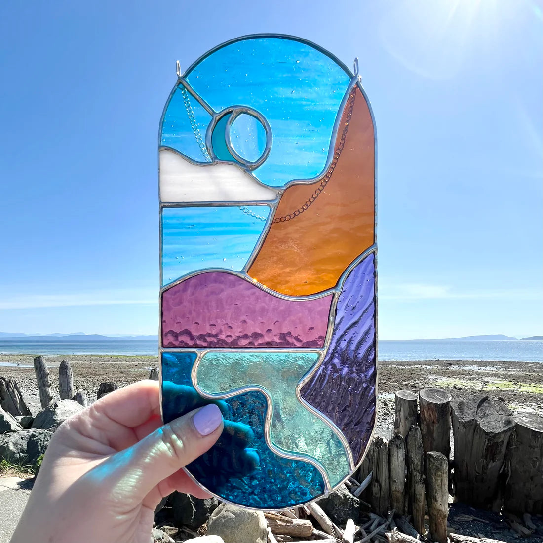Half Moon Glass | Landscape Stained Glass Suncatcher
