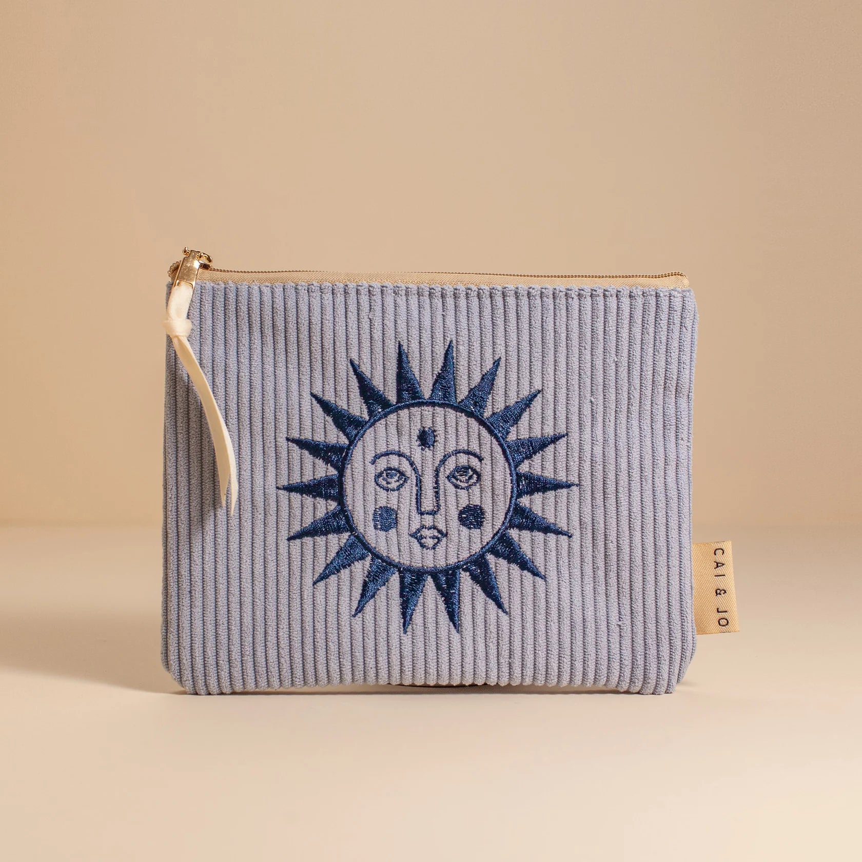 Cai & Jo | "Seafoam Blue" Flat Corduroy Pouch