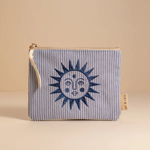 Cai & Jo | "Seafoam Blue" Flat Corduroy Pouch