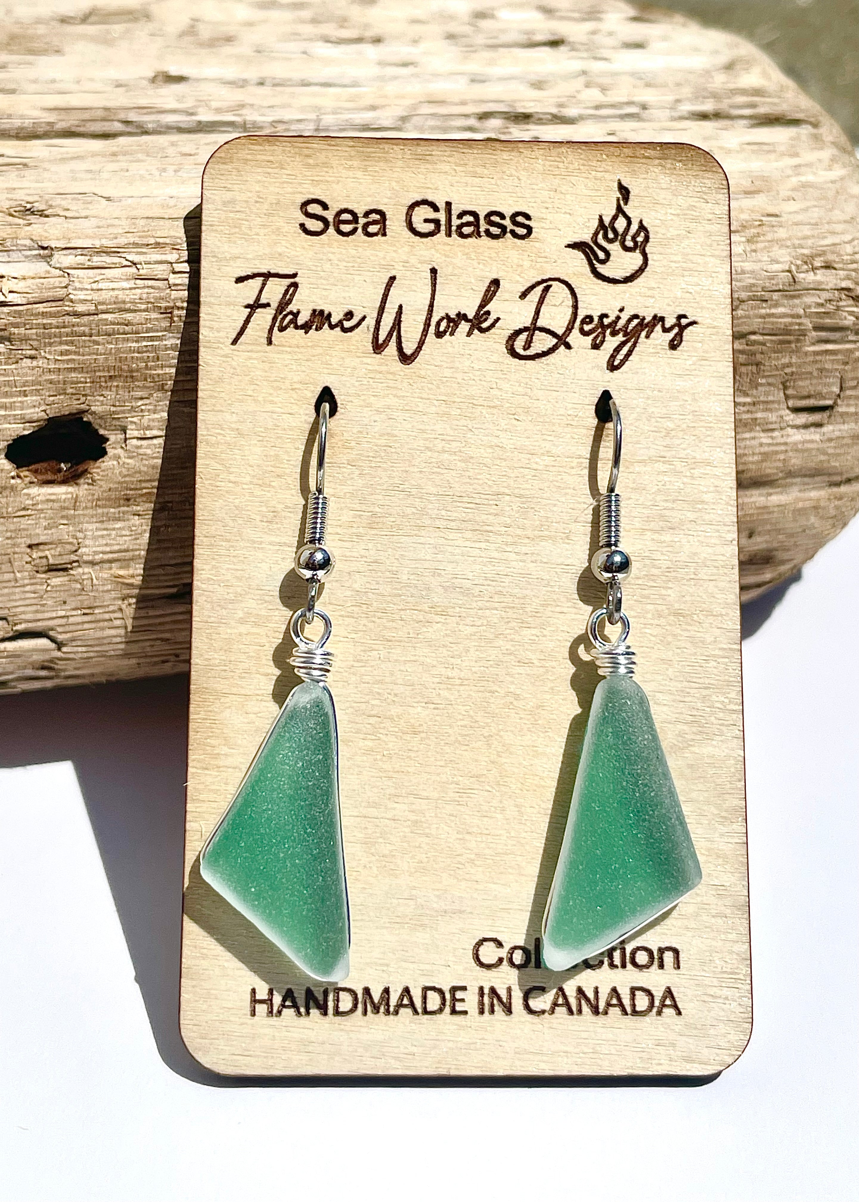 Flame Work Designs Sea Glass Dangle Earrings