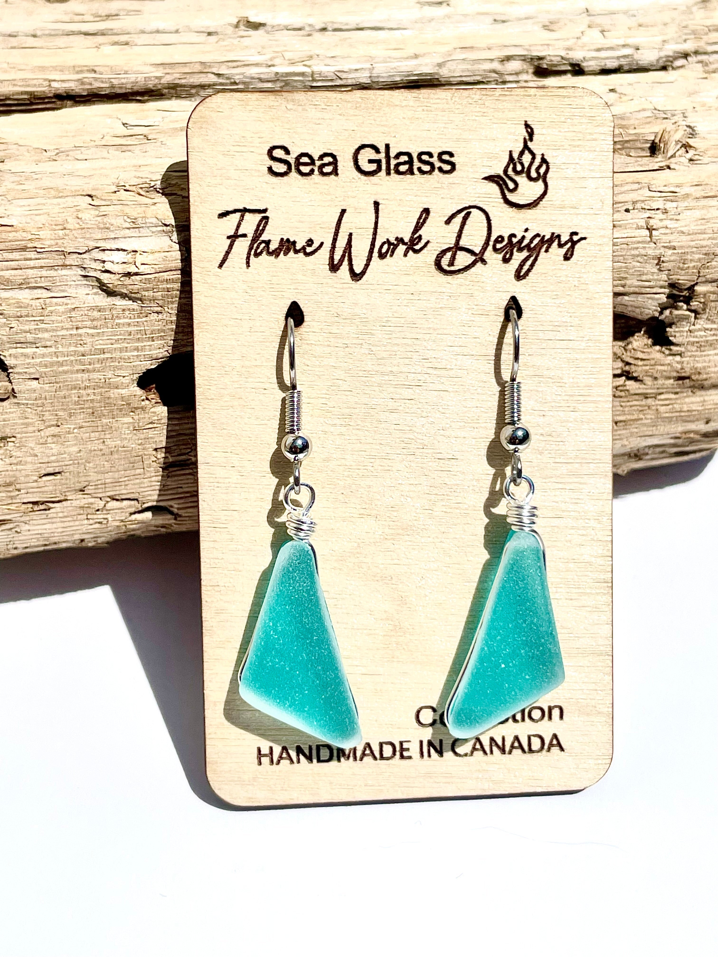 Flame Work Designs Sea Glass Dangle Earrings