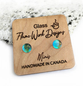 Flame Work Designs Dichroic Glass Mini Studs