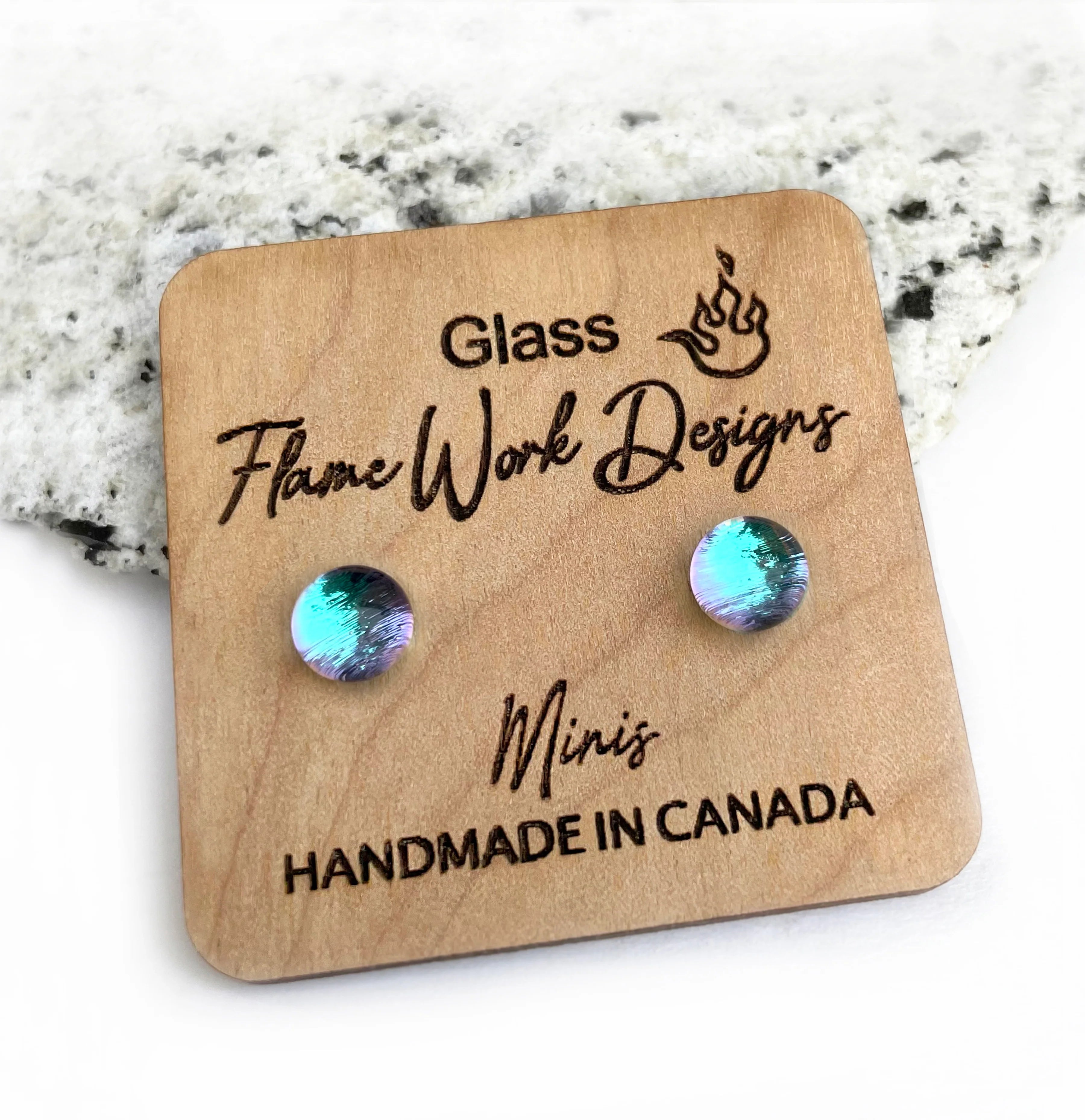 Flame Work Designs Dichroic Glass Mini Studs