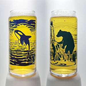 Bough & Antler "Bear & Orca" Double Sided Beer Glass Set