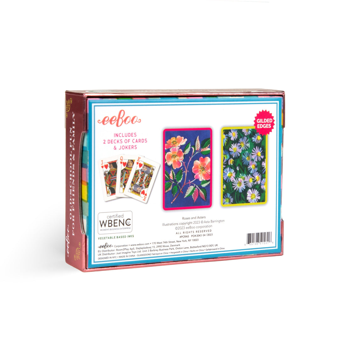 eeBoo "Roses and Asters" Playing Cards