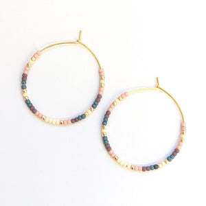 Sand and Sun Beaded Hoop Earrings