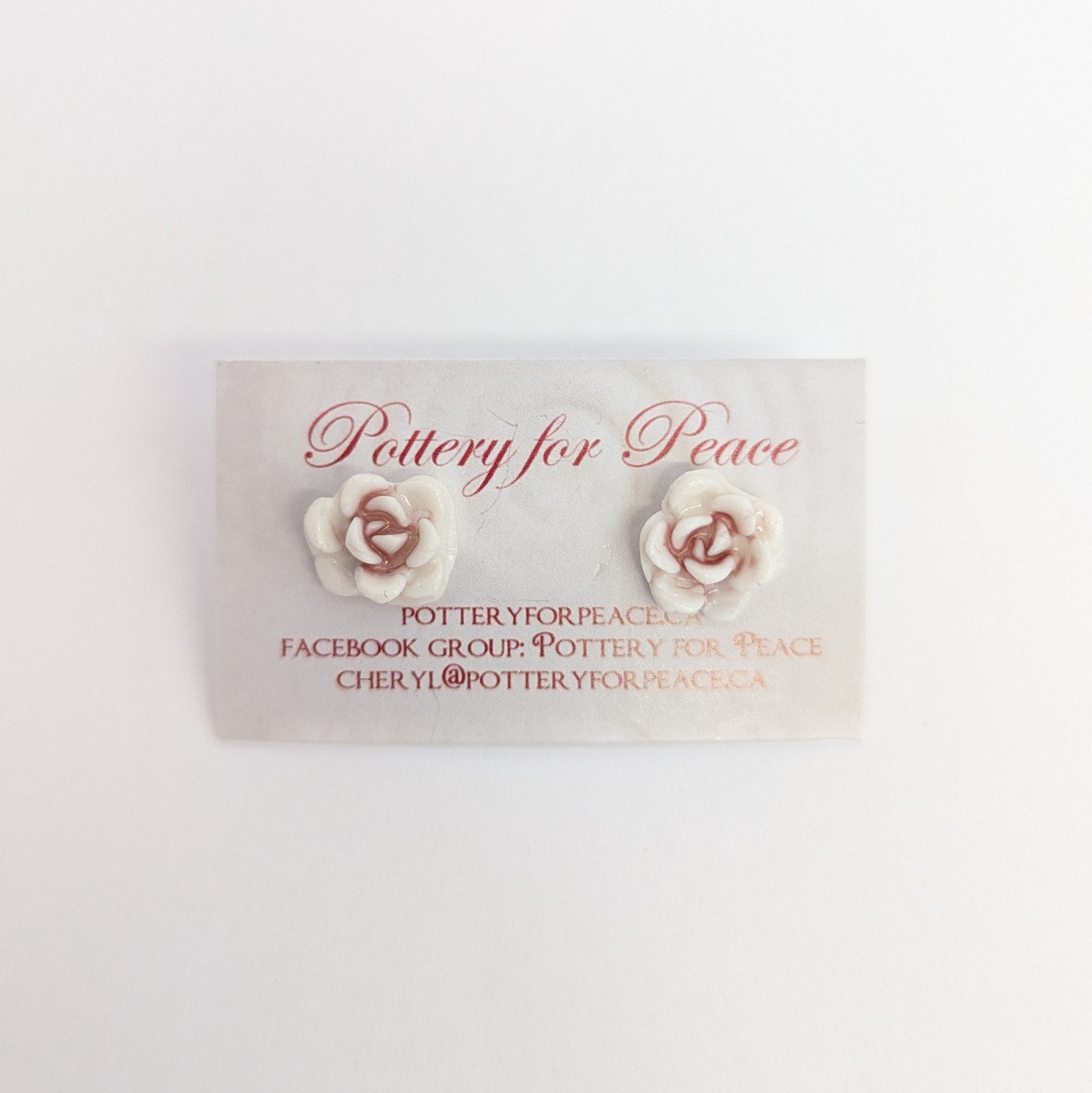 Pottery for Peace Succulent Rose Pottery Earrings