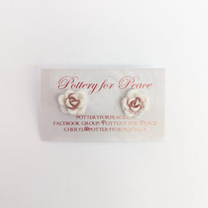 Pottery for Peace Succulent Rose Pottery Earrings