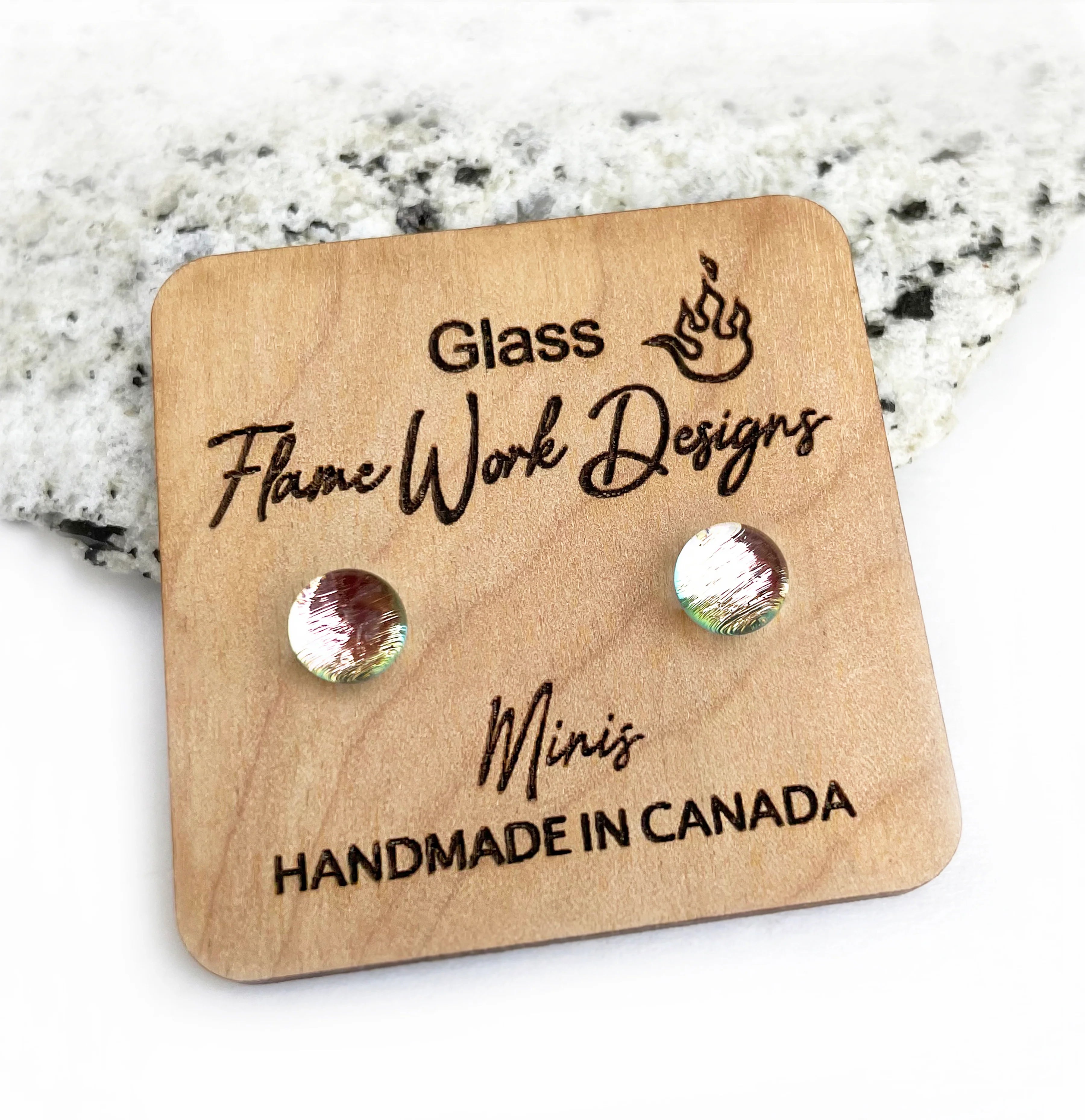 Flame Work Designs Dichroic Glass Mini Studs