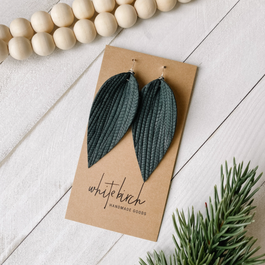 Whitebirch "Leaf" Large Leather Earrings