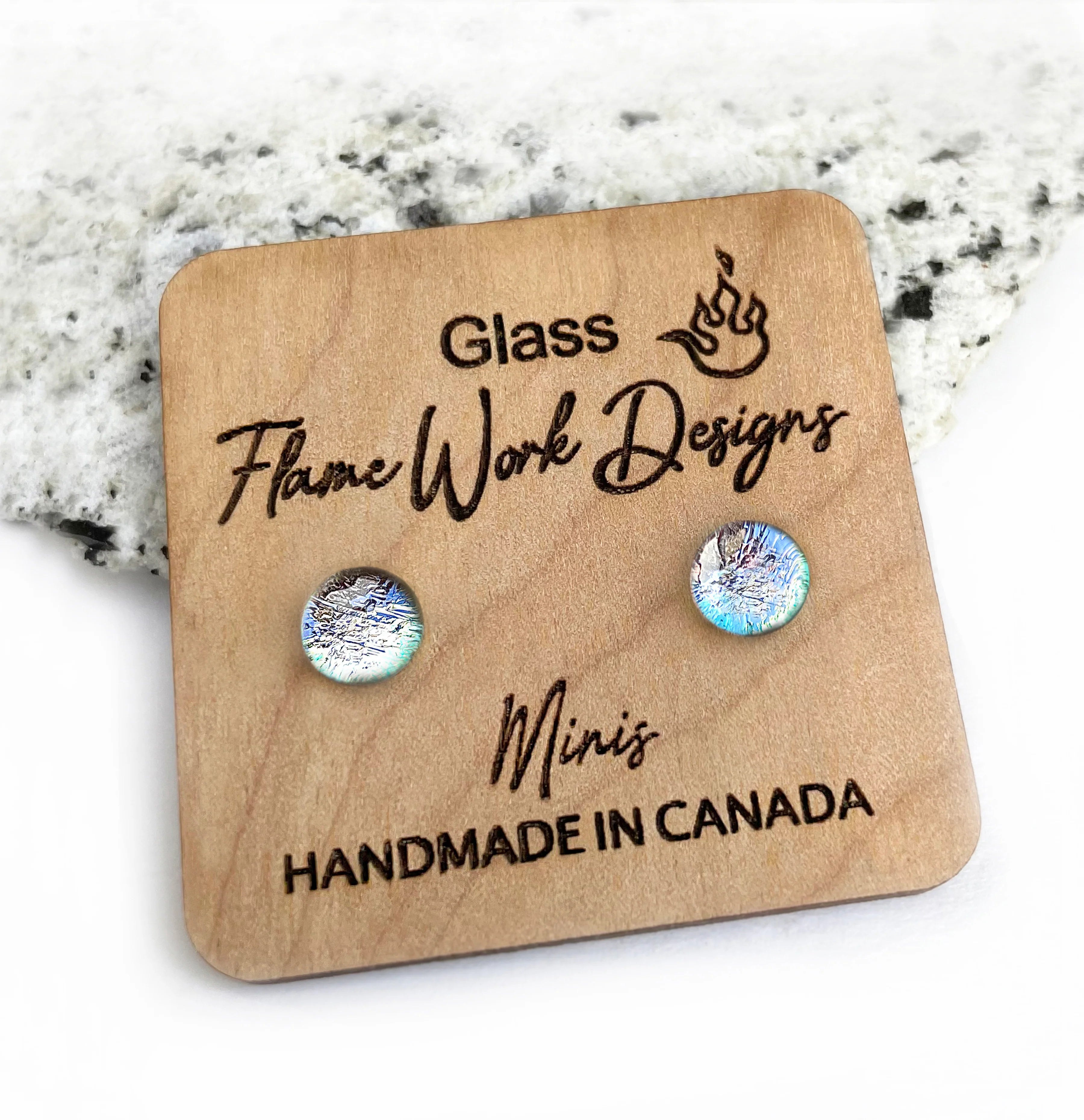 Flame Work Designs Dichroic Glass Mini Studs