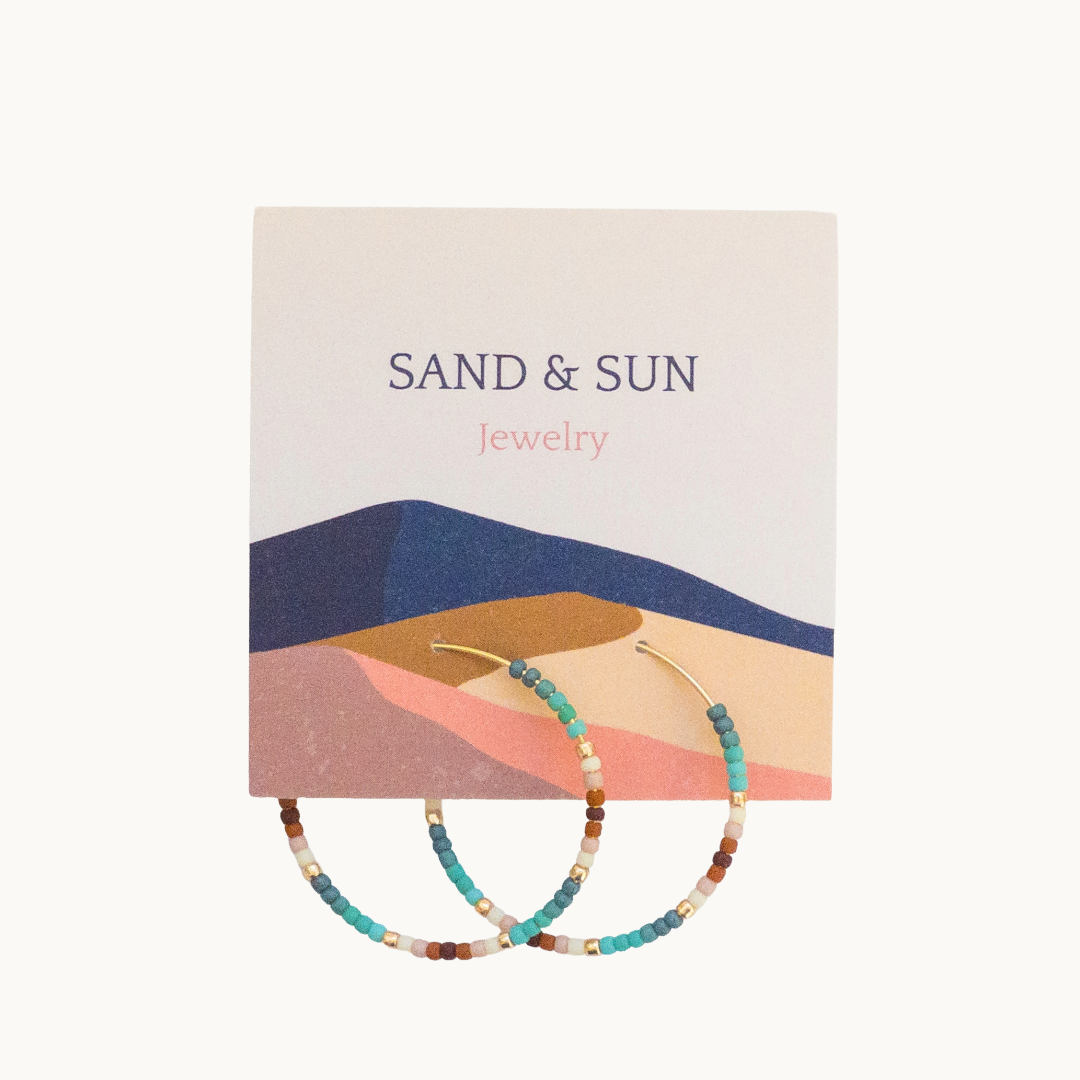 Sand and Sun | Beaded Hoop Earrings