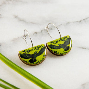No Man's Land | "Citron Raven" Drop Hoop Earrings
