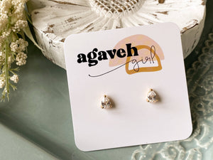 Agaveh Girl Teardrop CZ Studs