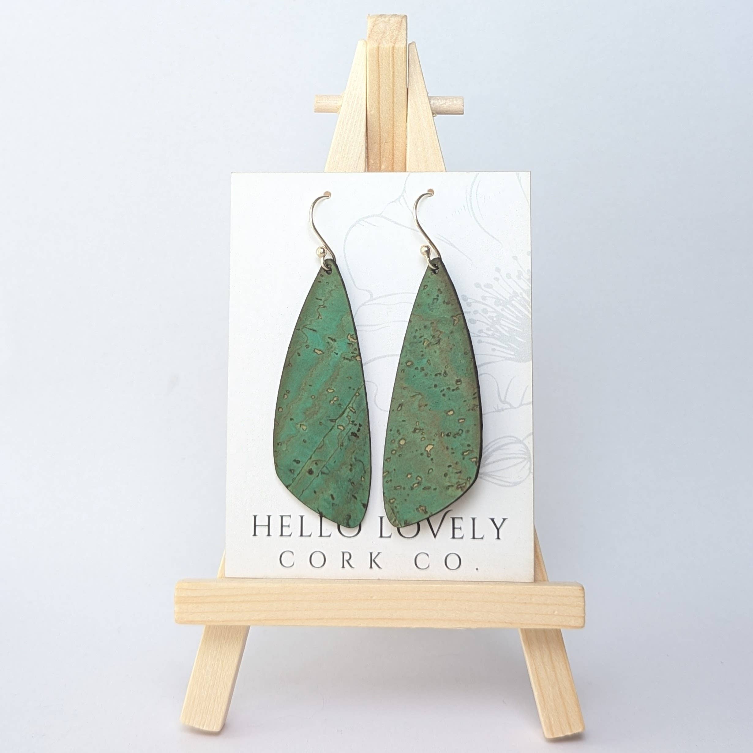 Hello Lovely Cork Co. | Grass Green Cork Earrings - Small Wing