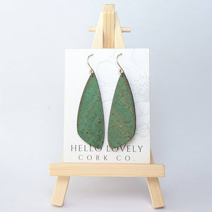 Hello Lovely Cork Co. | Grass Green Cork Earrings - Small Wing
