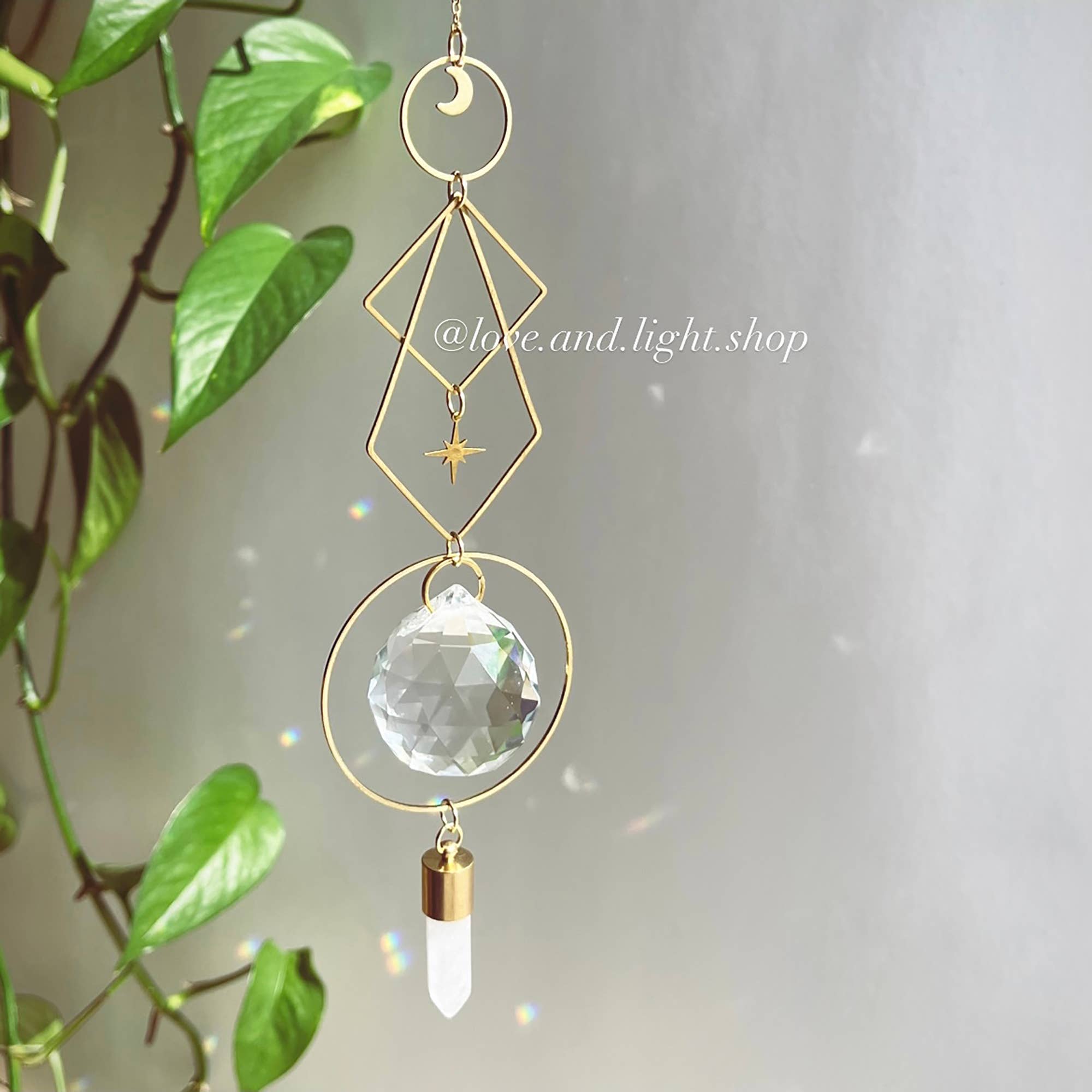 Love and Light ATRIA Celestial Suncatcher + Clear Quartz Crystal