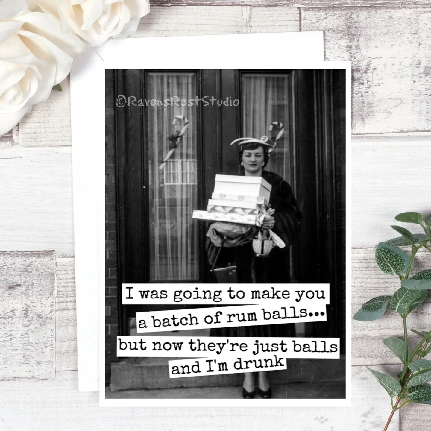 Raven’s Rest Studio | "Rum Balls" Christmas Card