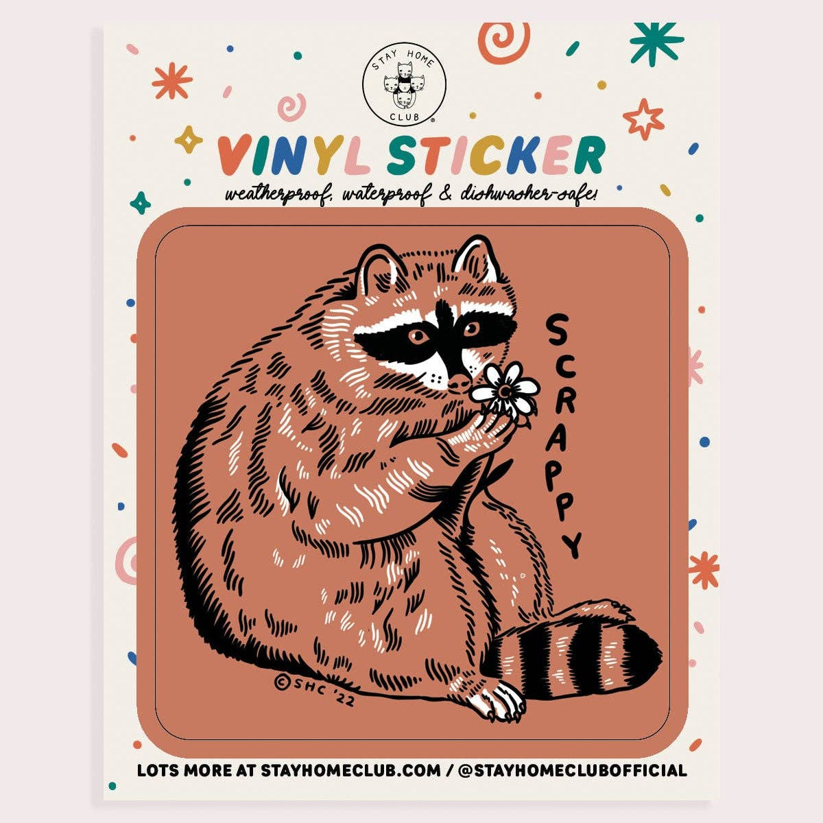 Stay Home Club | "Scrappy Raccoon" Vinyl Sticker