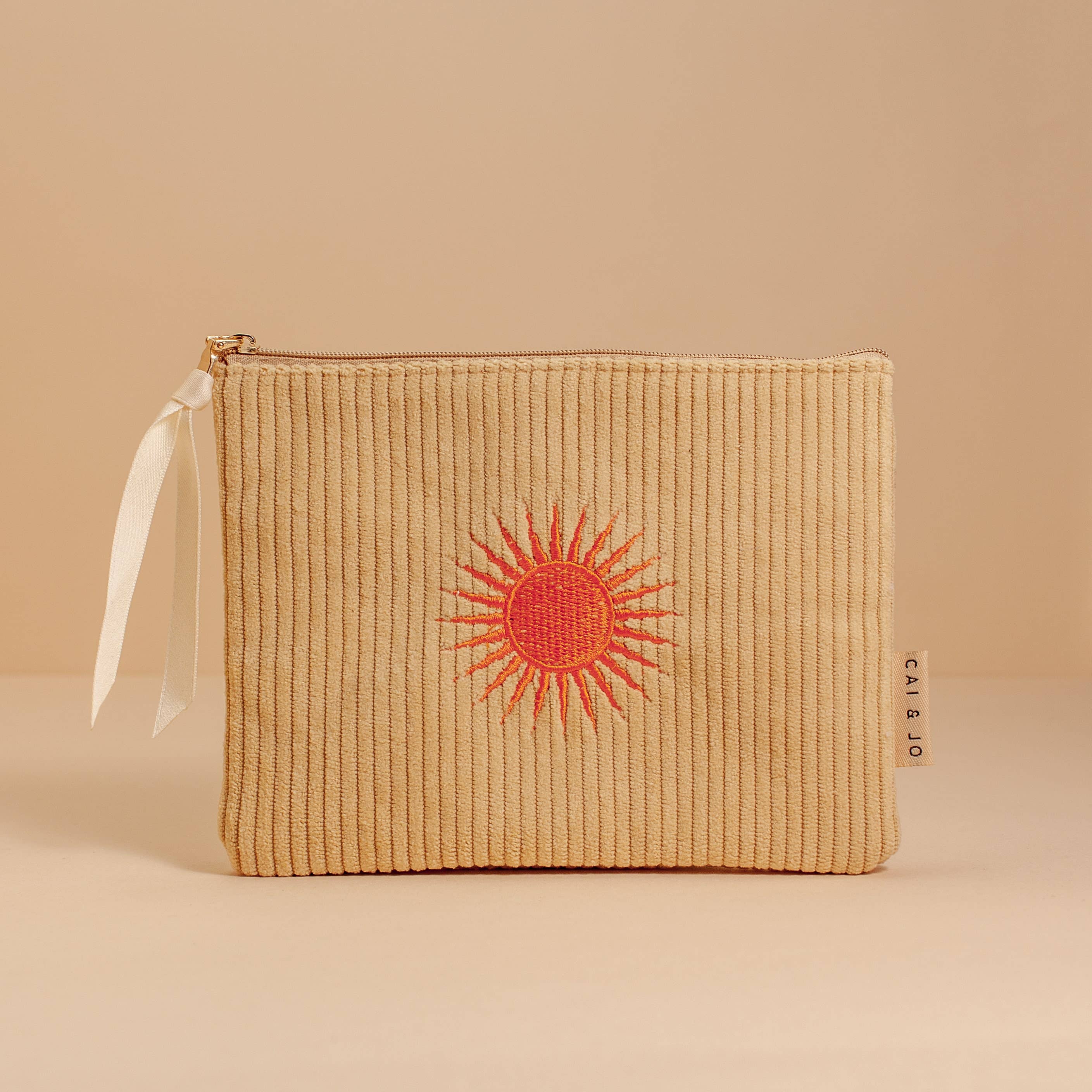 Cai & Jo | "Pale Ochre" Flat Corduroy Pouch