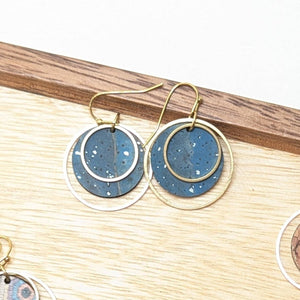 Hello Lovely Cork Co. | Circle Cork and Brass Earrings - Sea Blue