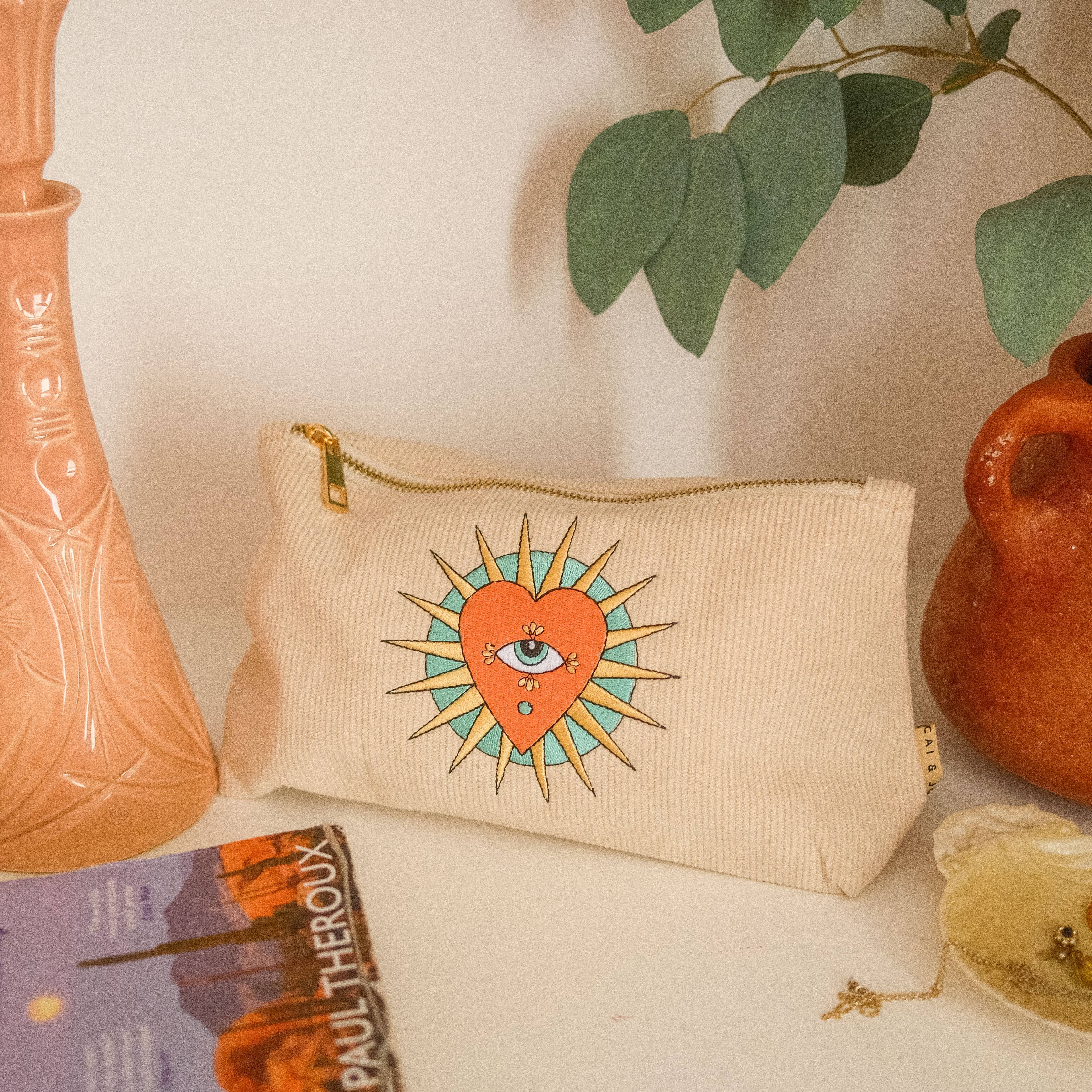 Cai & Jo | "Stone" Medium Corduroy Pouch