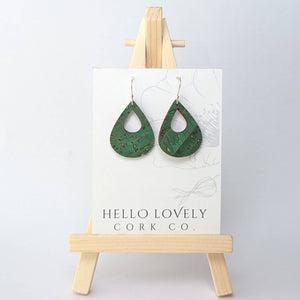 Hello Lovely Cork Co. | Grass Green Cork Earrings - Small Teardrop