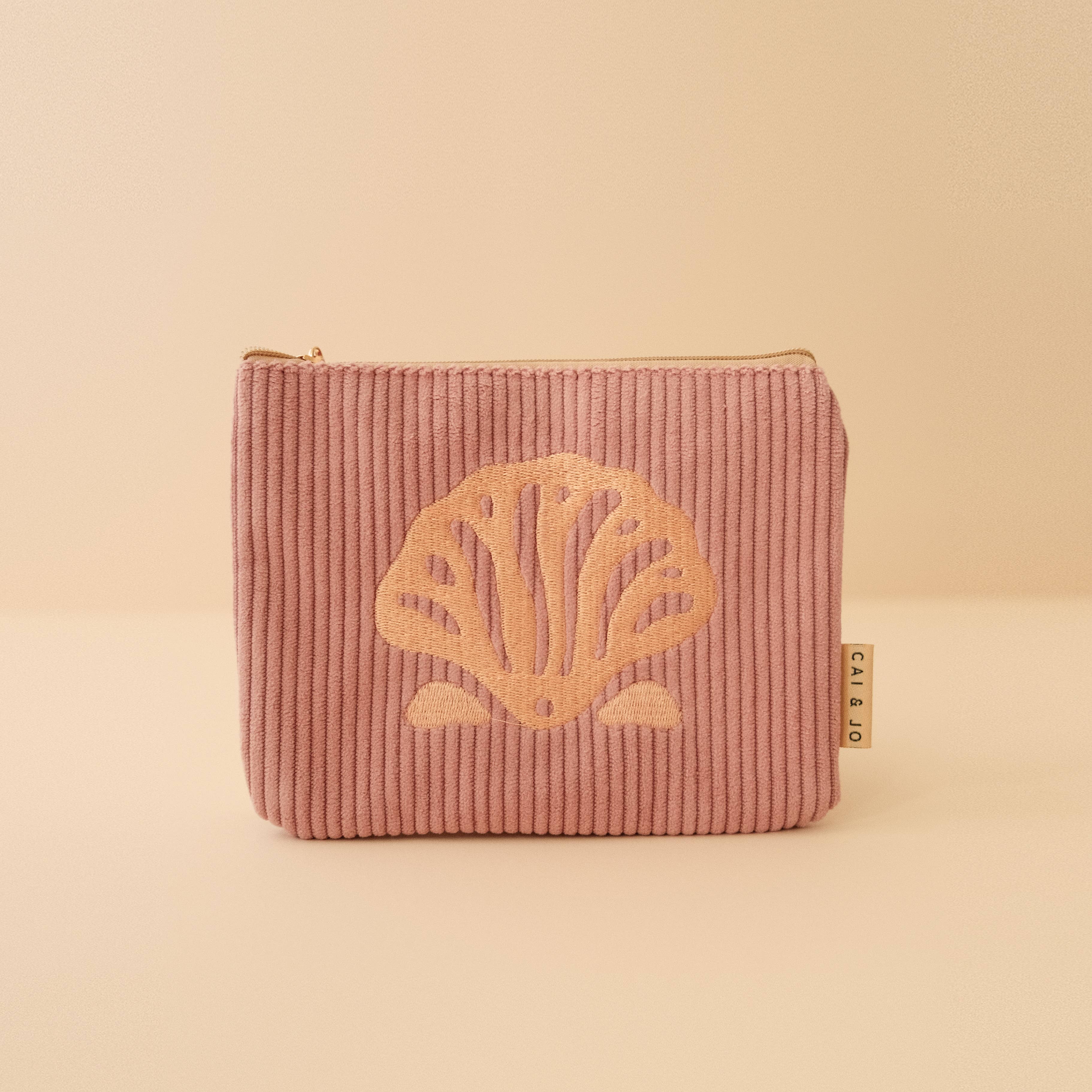 Cai & Jo | "Island Pink" Flat Corduroy Pouch