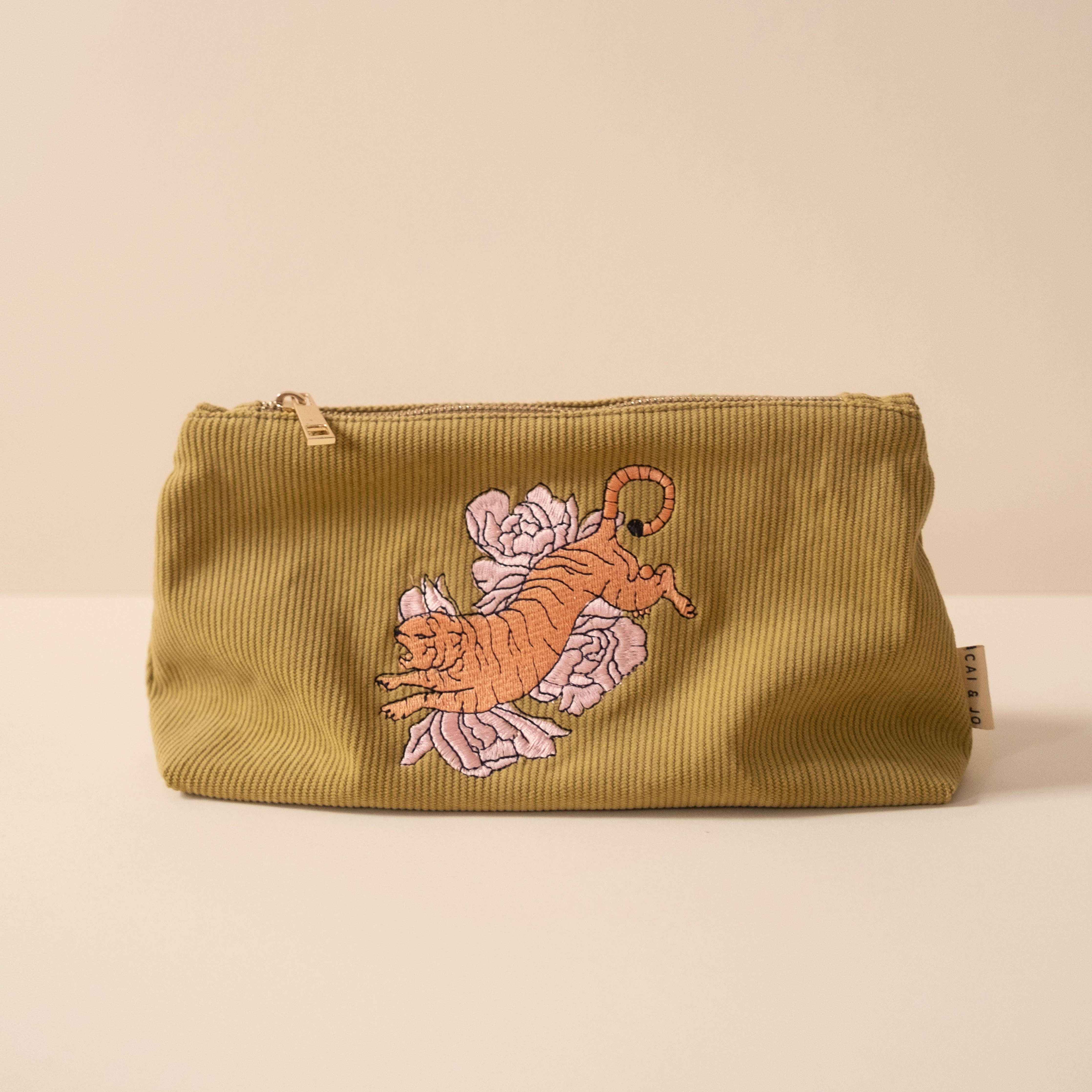 Cai & Jo | "Olive" Medium Corduroy Pouch