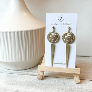 Clover and Coast Hammered Coin & Spear Stud Earrings