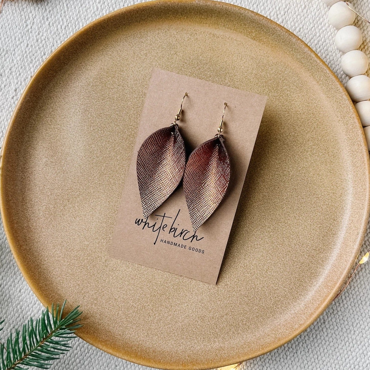 Whitebirch "Leaf" Large Leather Earrings