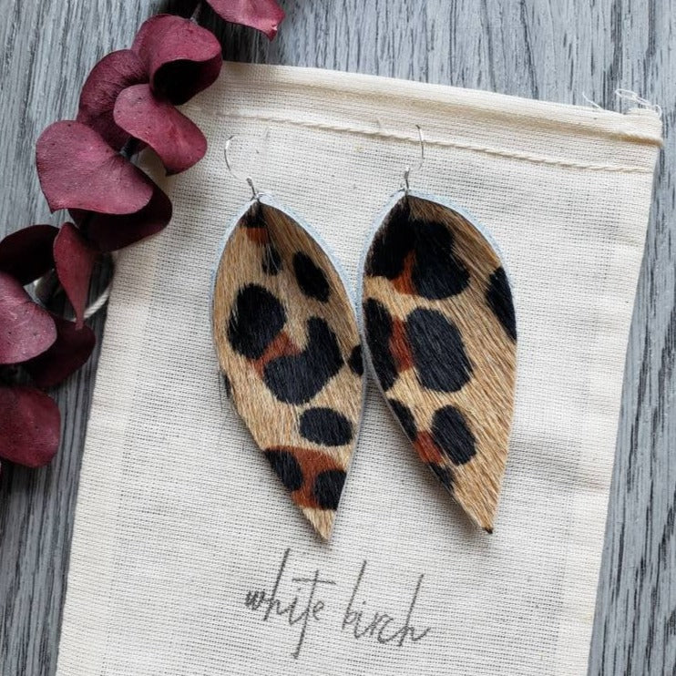 Whitebirch "Leaf" Large Leather Earrings