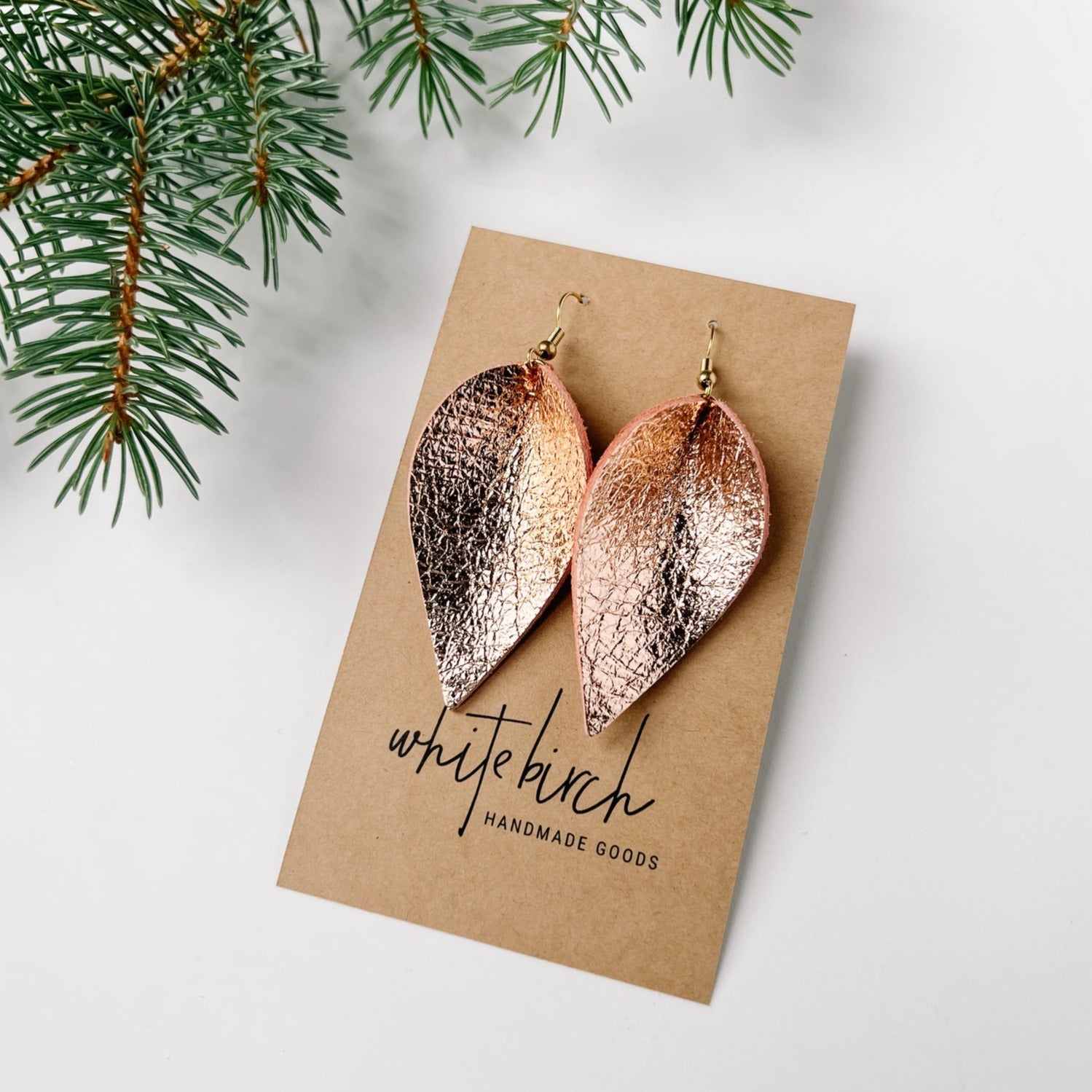 Whitebirch "Leaf" Large Leather Earrings