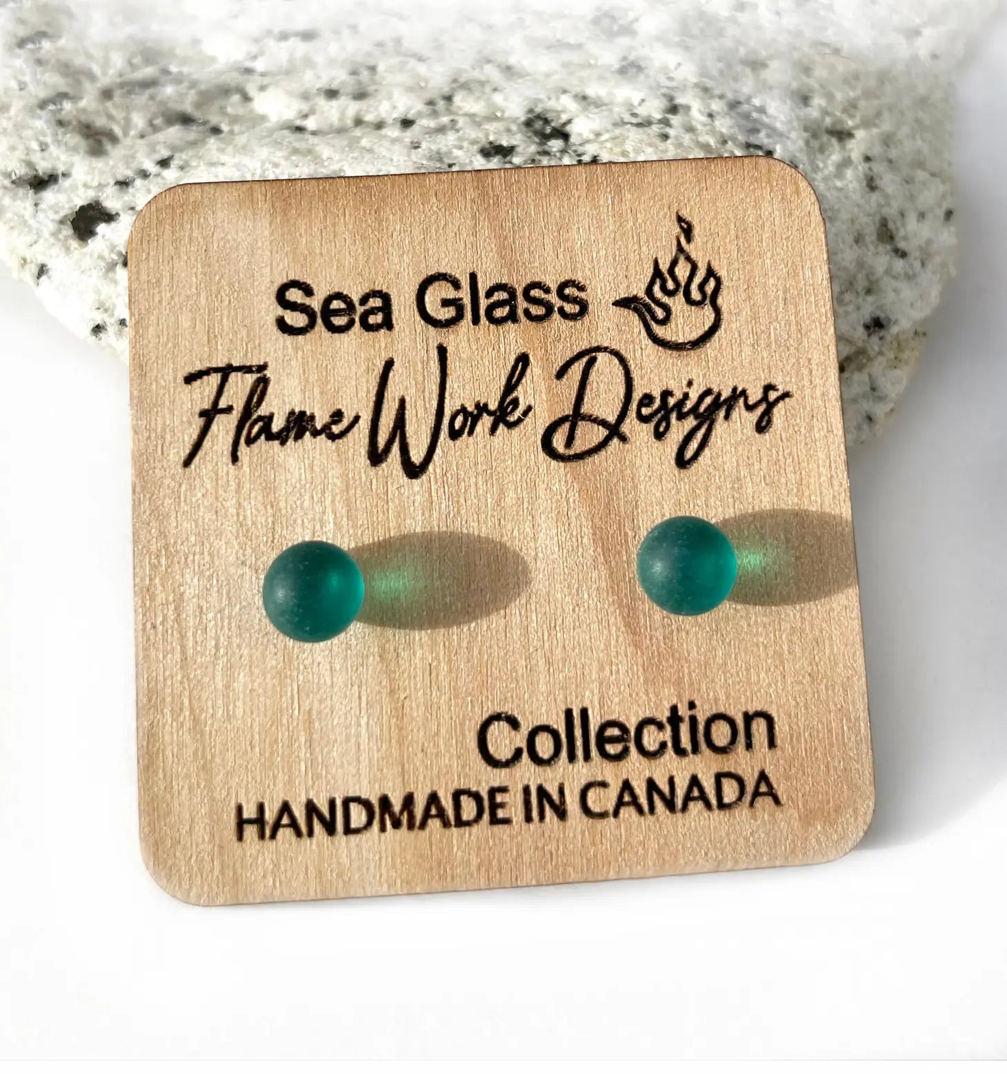 Flame Work Designs Sea Glass Studs