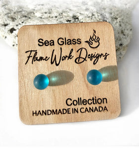 Flame Work Designs Sea Glass Studs