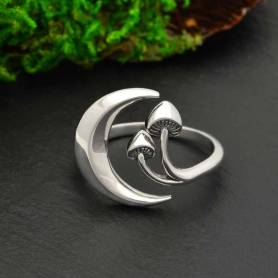 Nina Designs moon and mushrooms ring