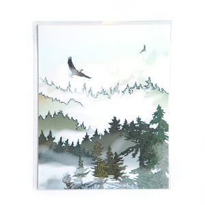 Wild Life Illustration Co. "Foggy Trees" 12x16 Print