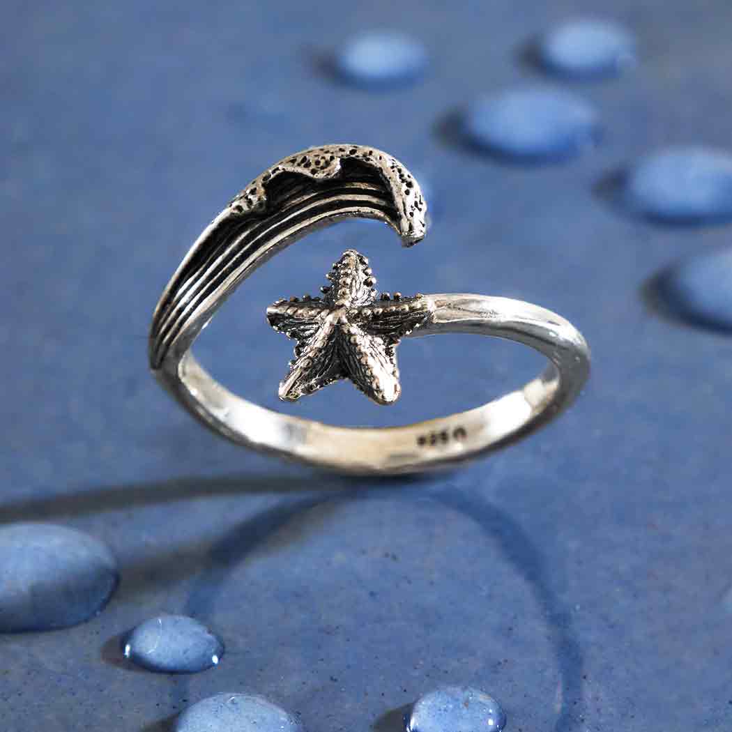 Nina Designs "Wave & Starfish" Adjustable Ring