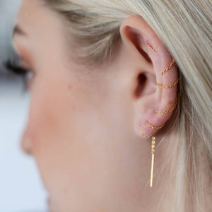 The Curated Lobe Long Chain Threader Earrings