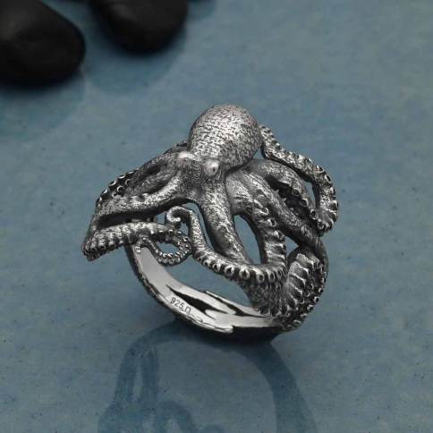 Nina octopus sterling ring