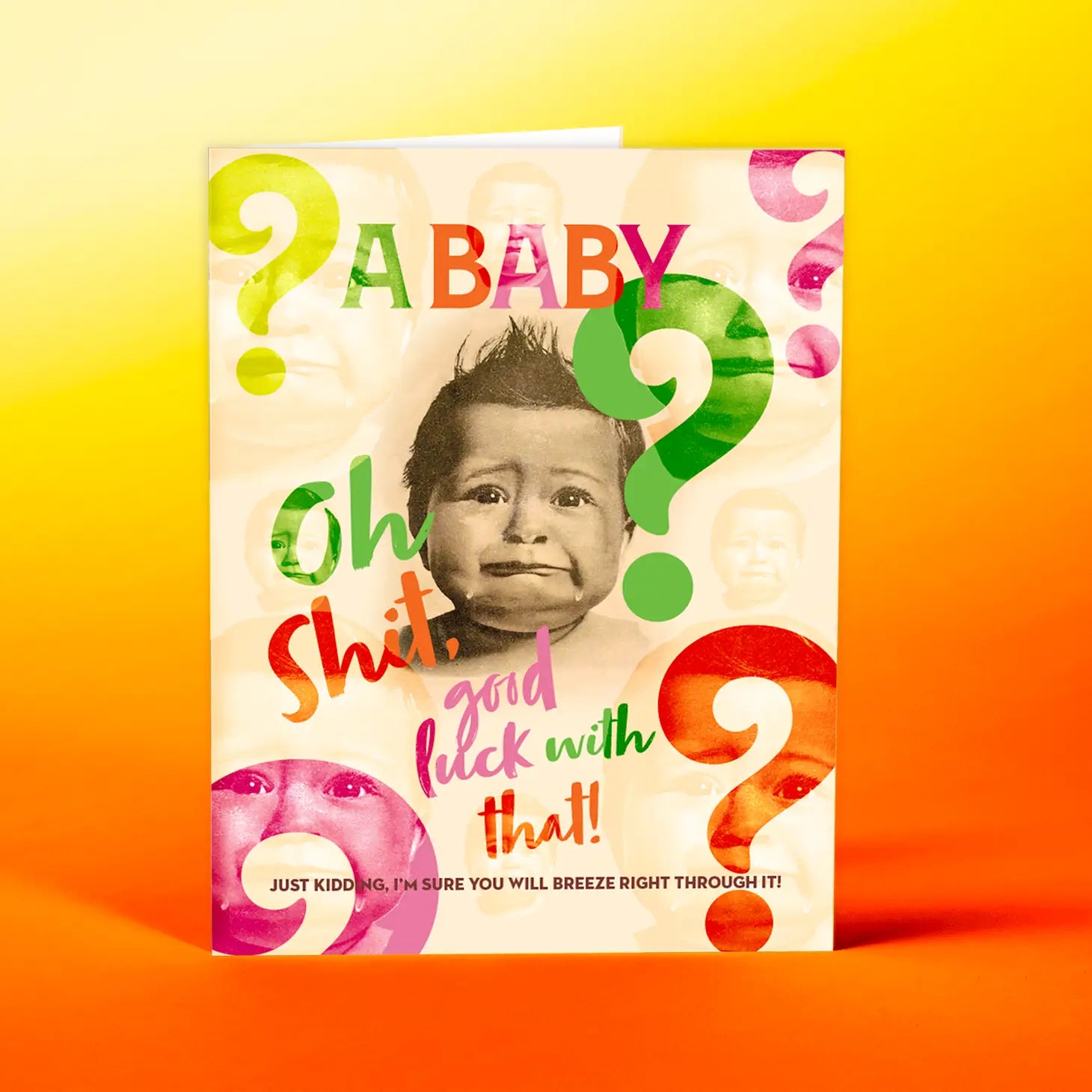 Offensive Delightful "A Baby? Oh Shit!" Card