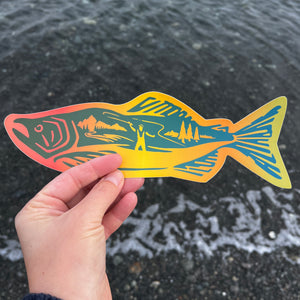 Salmon Stream Sticker - Large