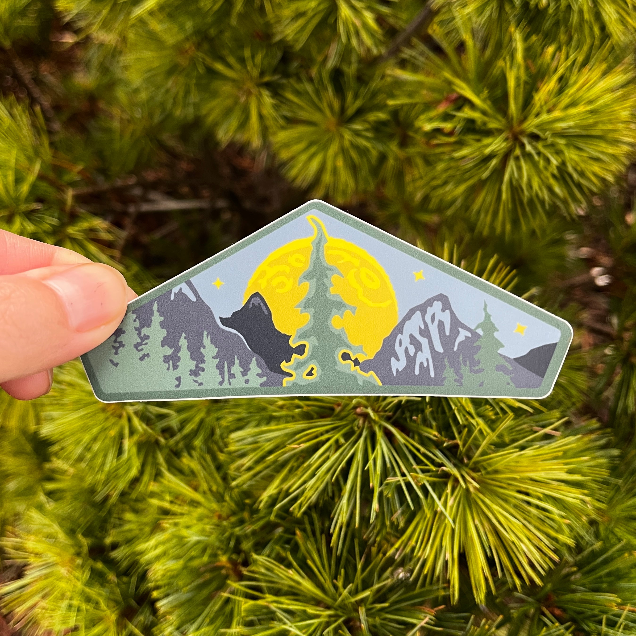 Moon Over Mountains Sticker