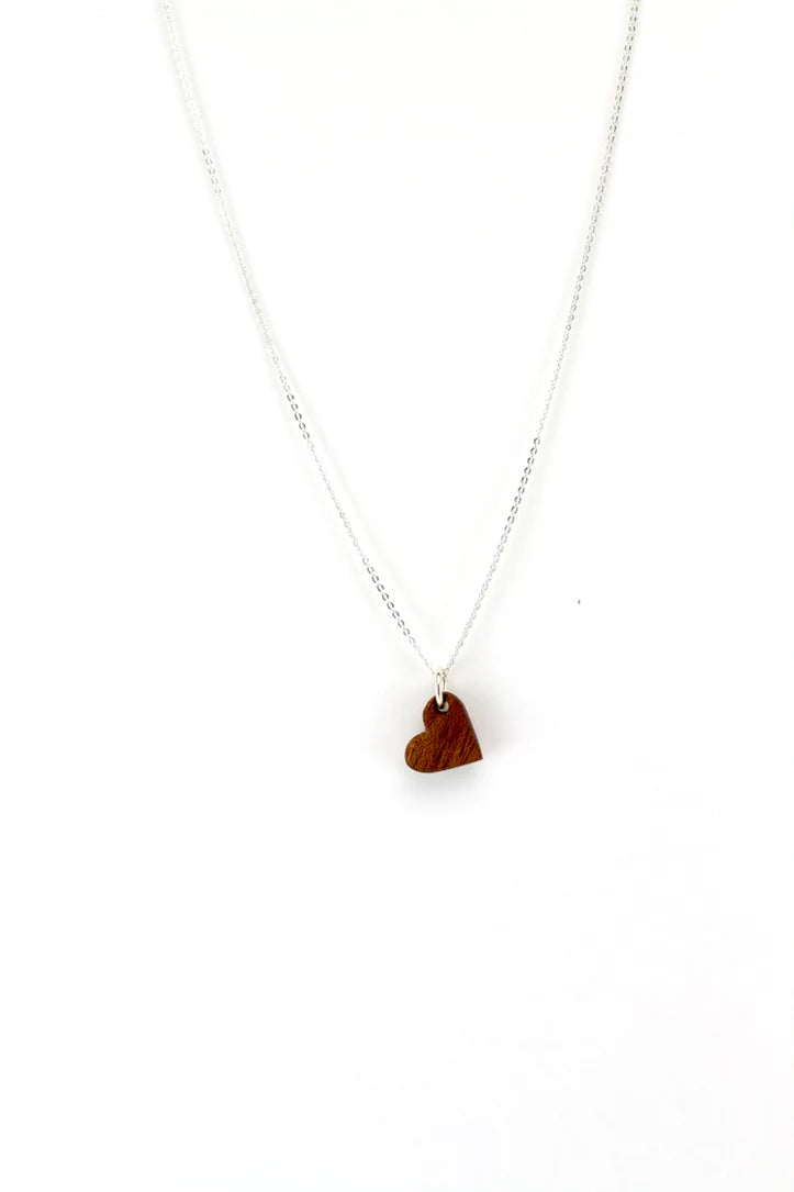 Billy Would | Tiny Wood Heart Necklace
